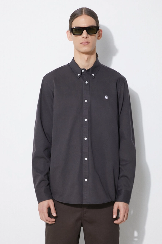 Carhartt WIP shirt Longsleeve Madison Shirt cotton gray I023339.1ZYXX