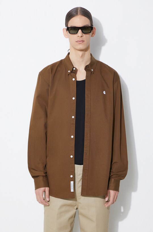 Carhartt WIP cotton shirt Longsleeve Madison Shirt brown I023339.22UXX