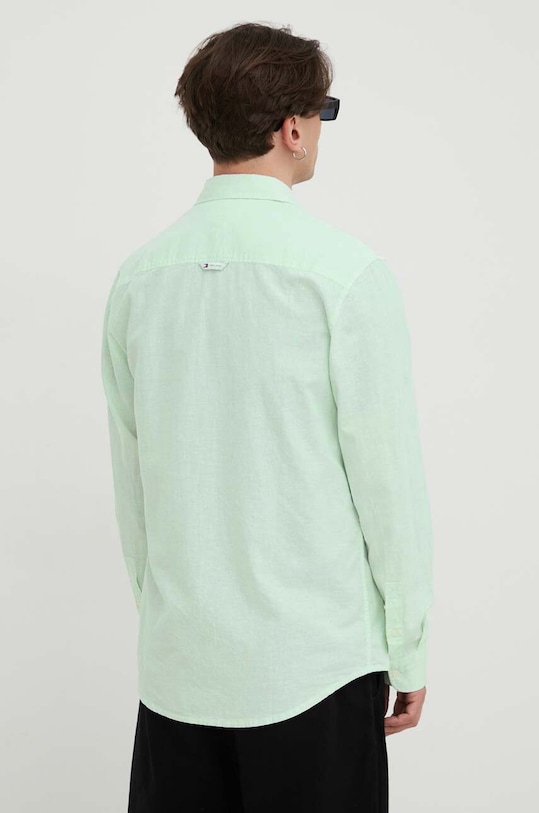 Odzież Tommy Jeans koszula z domieszką lnu DM0DM18962 zielony