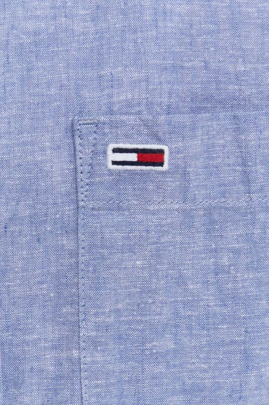 Košeľa s prímesou ľanu Tommy Jeans DM0DM18962 modrá