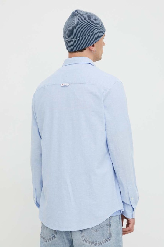 Odzież Tommy Jeans koszula z domieszką lnu DM0DM18962 niebieski