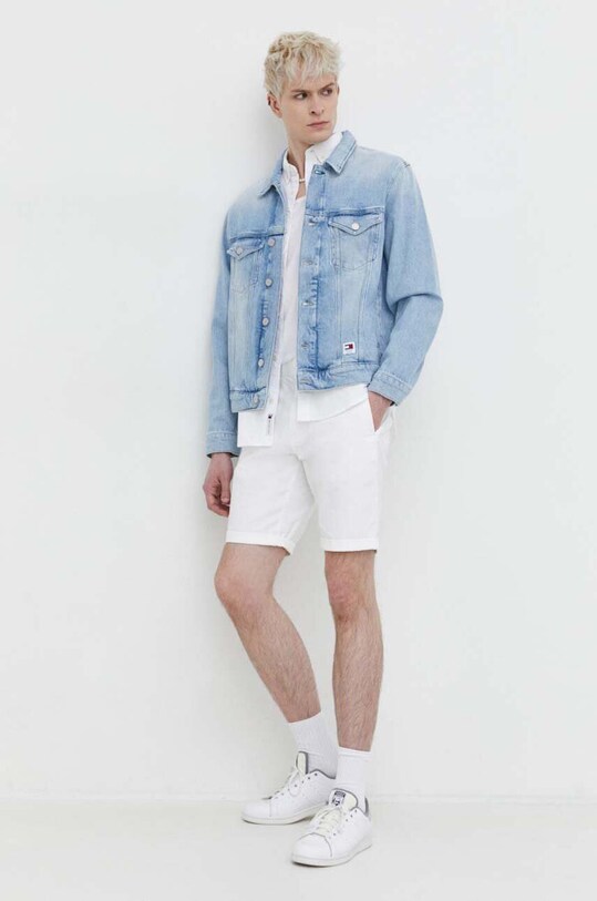 Ρούχα Βαμβακερό πουκάμισο Tommy Jeans DM0DM19134 λευκό