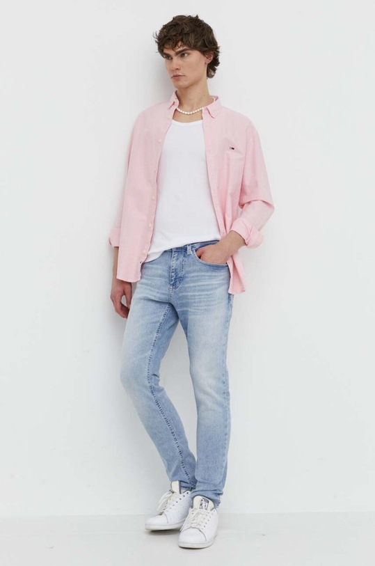 Odzież Tommy Jeans koszula bawełniana DM0DM19134 różowy