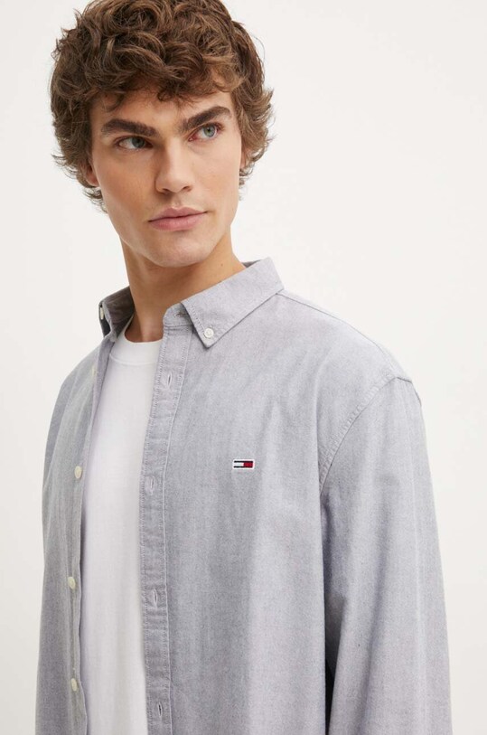 Хлопковая рубашка Tommy Jeans DM0DM19134 серый