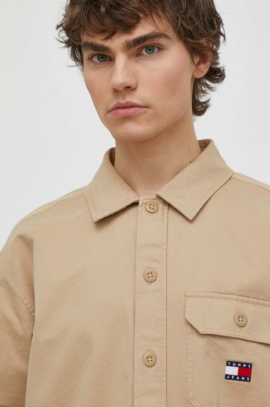 Rifľová košeľa Tommy Jeans béžová DM0DM18331