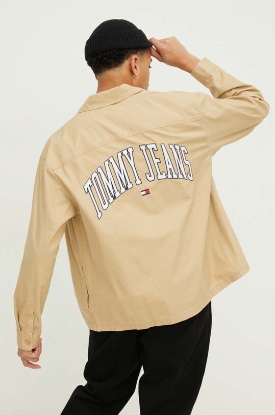 Tommy Jeans koszula bawełniana klasyczny beżowy DM0DM18887