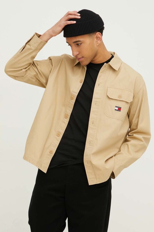 Odzież Tommy Jeans koszula bawełniana DM0DM18887 beżowy