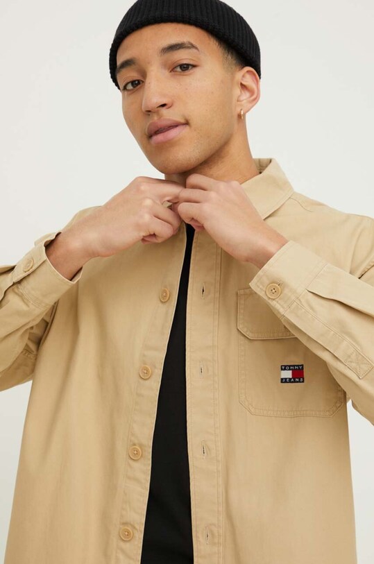 Tommy Jeans koszula bawełniana beżowy DM0DM18887