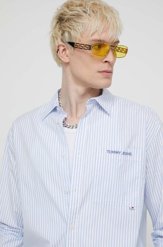 Tommy Jeans cămașă din bumbac DM0DM18956 albastru SS24
