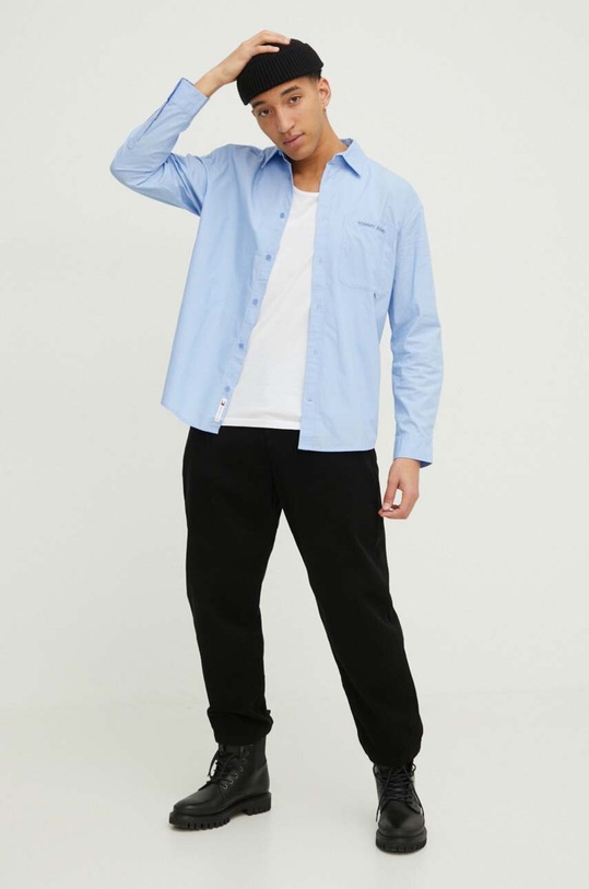 Bavlněná košile Tommy Jeans DM0DM18959 modrá SS24