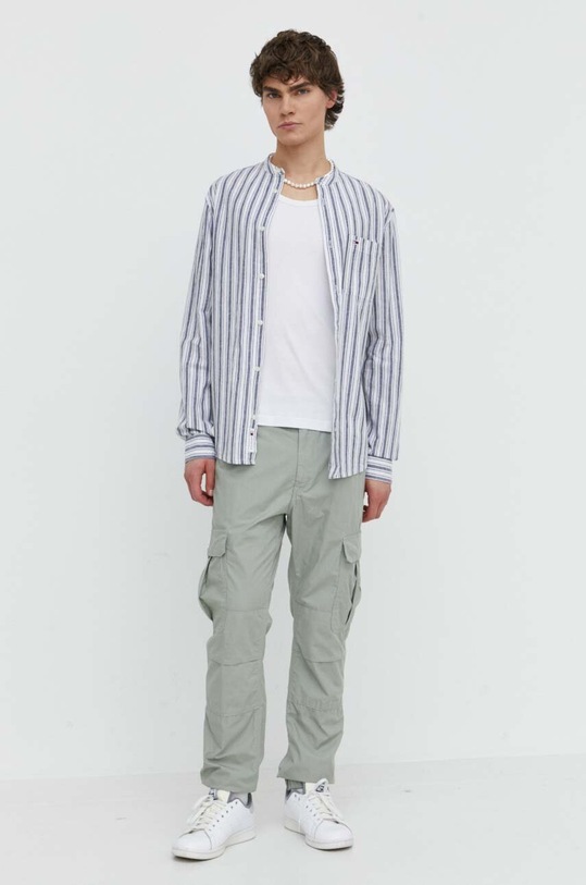 Odzież Tommy Jeans koszula z domieszką lnu DM0DM18960 biały