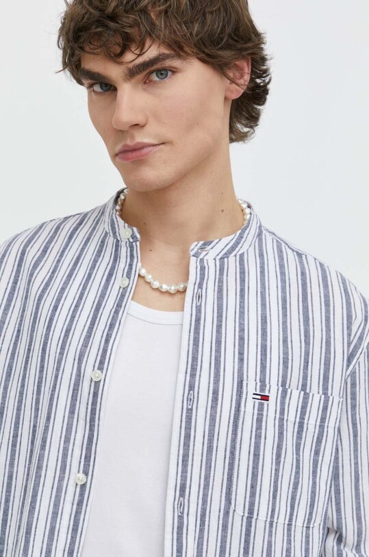 Košulja s dodatkom lana Tommy Jeans DM0DM18960 bijela