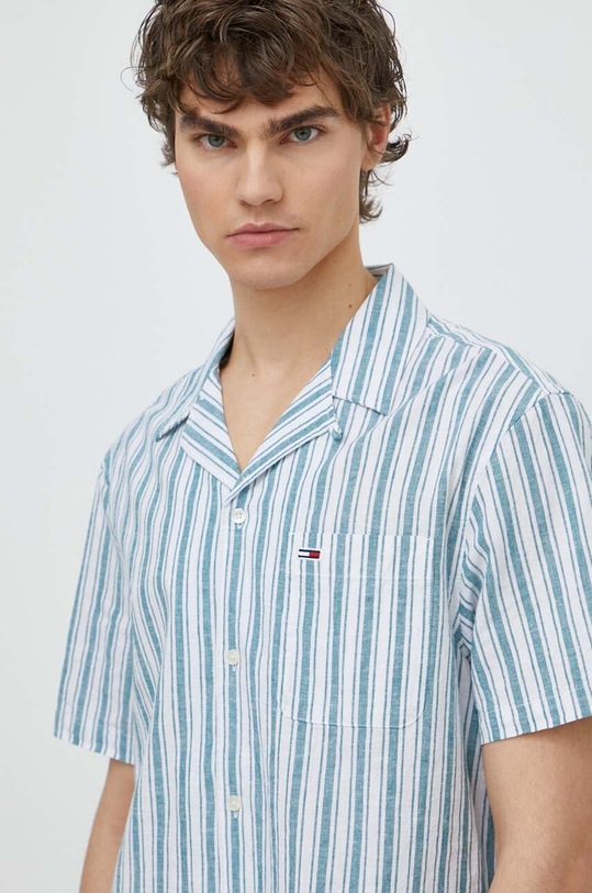 Tommy Jeans koszula z domieszką lnu regular biały DM0DM18961