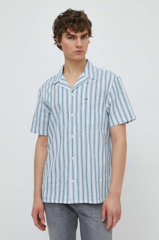 Tommy Jeans koszula z domieszką lnu biały DM0DM18961