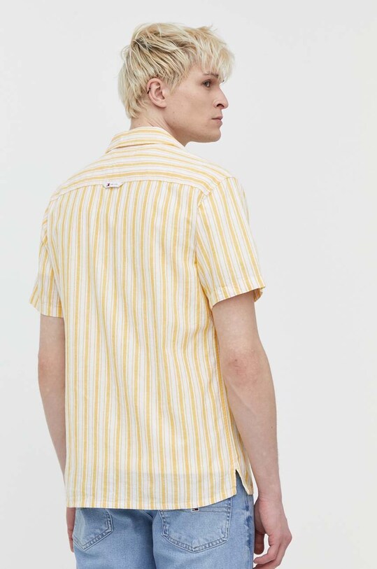 Πουκάμισο με μείγμα από λινό Tommy Jeans κίτρινο DM0DM18961
