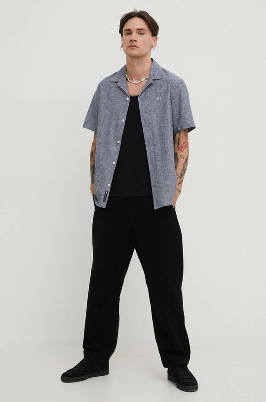 Сорочка з домішкою льону Tommy Jeans DM0DM18963 сірий SS24