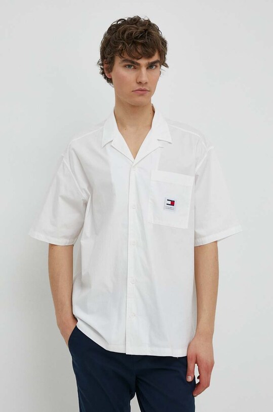 Îmbrăcăminte Tommy Jeans cămașă din bumbac DM0DM19139 alb