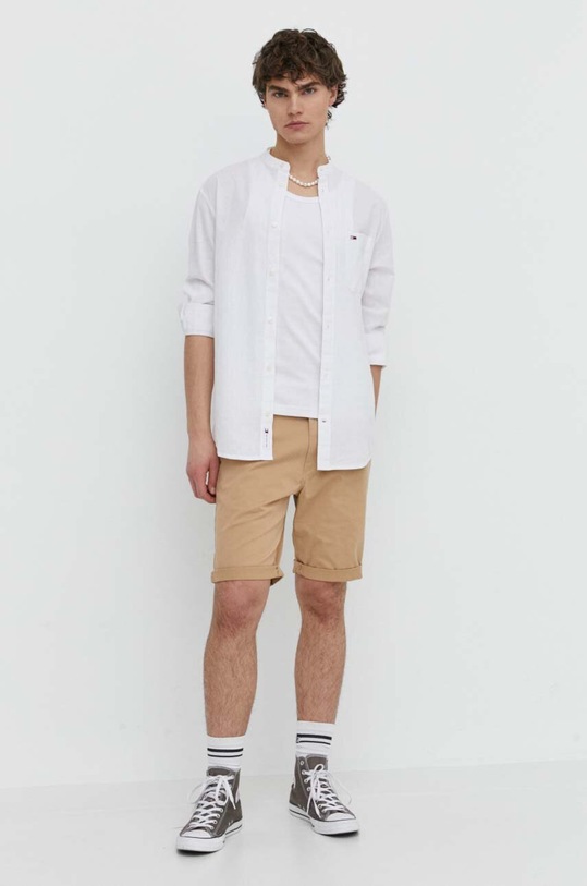 Odzież Tommy Jeans koszula z domieszką lnu DM0DM18964 biały