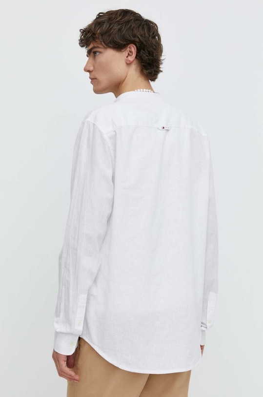 Tommy Jeans koszula z domieszką lnu biały DM0DM18964