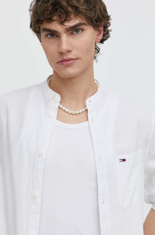 Tommy Jeans koszula z domieszką lnu DM0DM18964 biały
