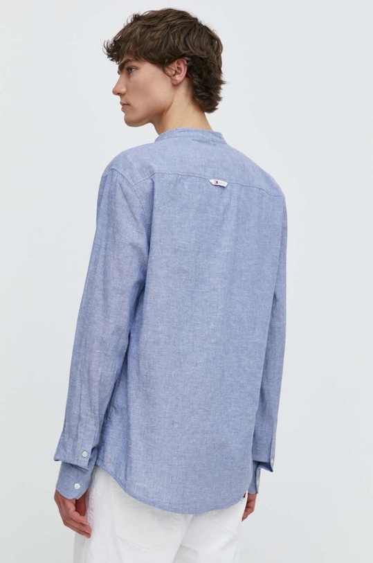 Tommy Jeans cămașă din amestec de in albastru DM0DM18964