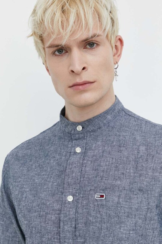Сорочка з домішкою льону Tommy Jeans DM0DM18964 сірий