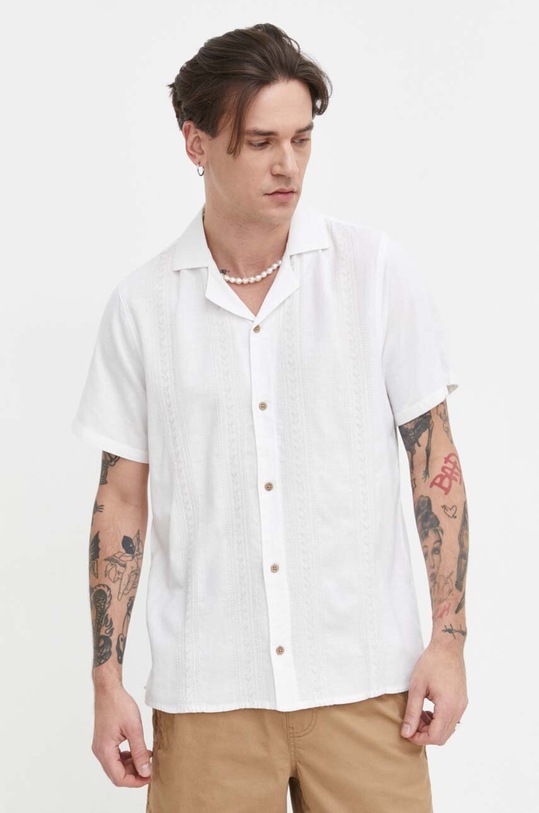 Hollister Co. koszula z domieszką lnu regular beżowy KI325.4008.105