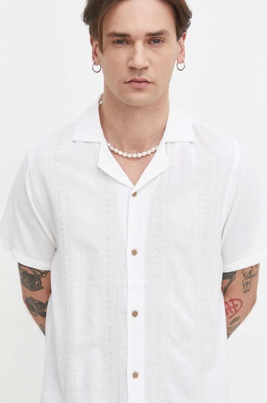 Hollister Co. koszula z domieszką lnu KI325.4008.105 beżowy