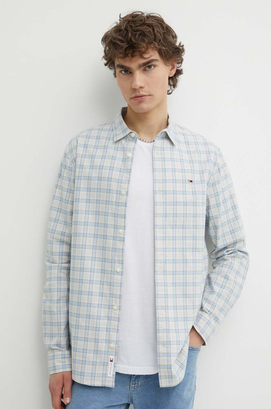 Tommy Jeans koszula bawełniana wzorzyste beżowy DM0DM18976