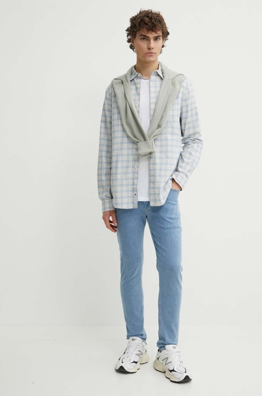 Tommy Jeans koszula bawełniana DM0DM18976 beżowy SS24