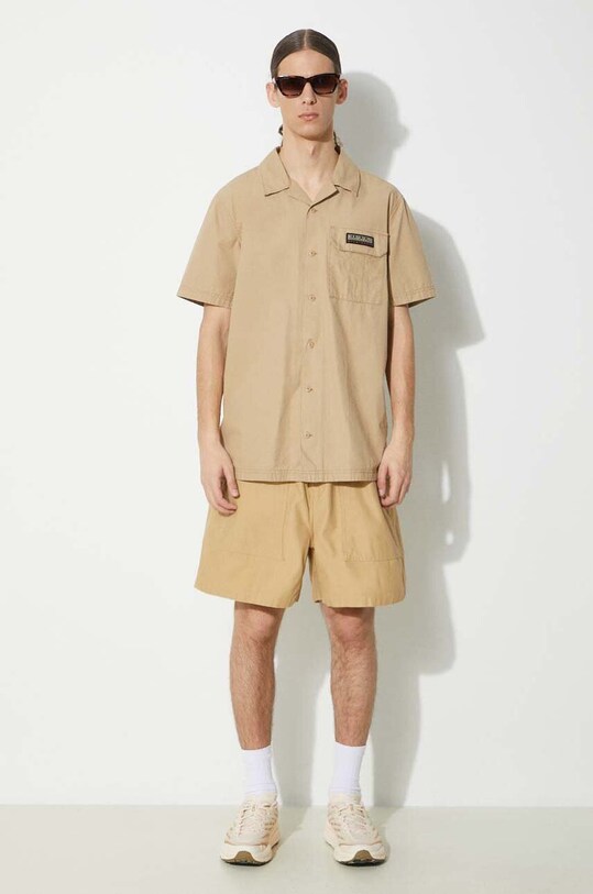 Napapijri camasa din bumbac G-Boyd NP0A4HQ4N1E1 bej SS24