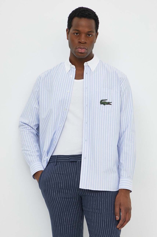 Βαμβακερό πουκάμισο Lacoste με ένα κουμπί μπλε CH7610
