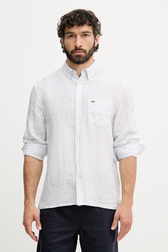Lacoste košulja od lana za muškarce plava CH6985