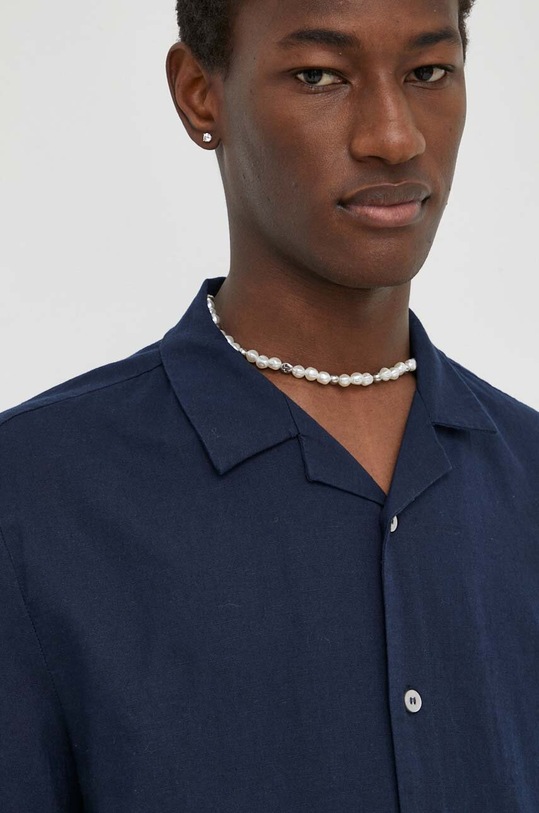 Bruuns Bazaar camasa din amestec de in bleumarin BBM2365