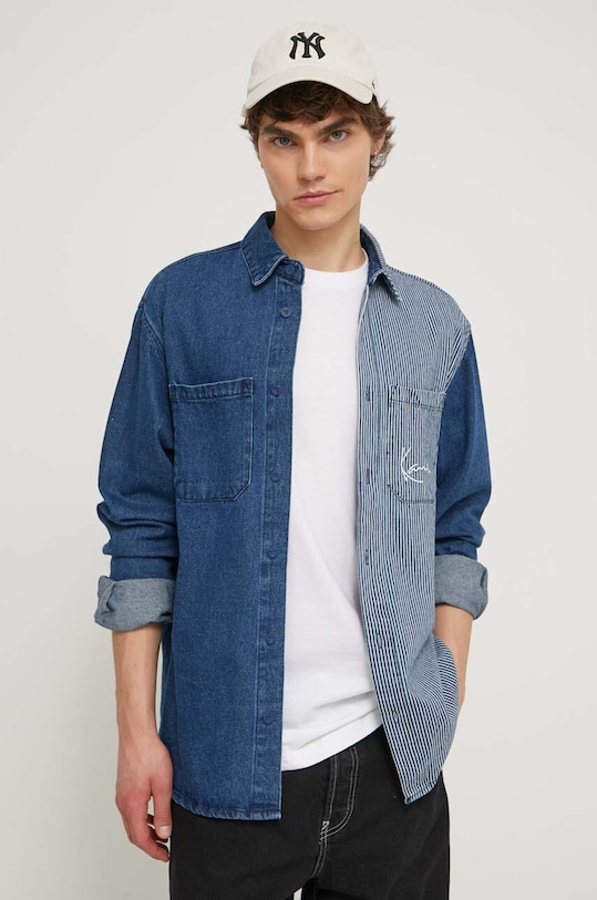 Τζιν πουκάμισο Karl Kani casual μπλε 6023791