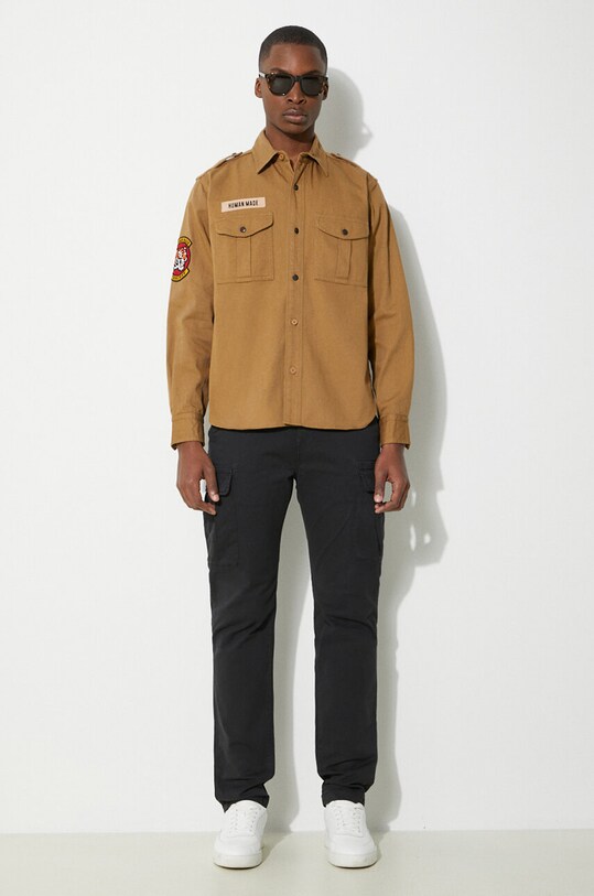Βαμβακερό πουκάμισο Human Made Boy Scout Shirt HM27SH001 μπεζ SS24