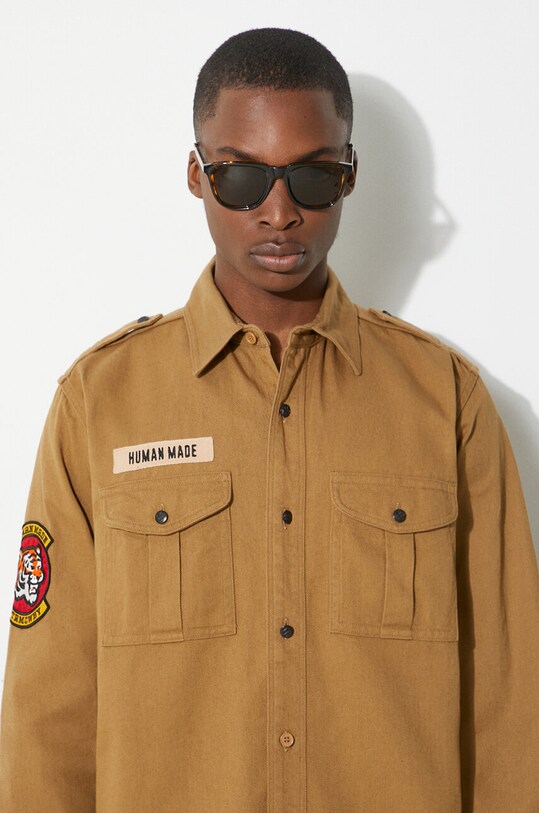 Памучна риза Human Made Boy Scout Shirt HM27SH001 бежов