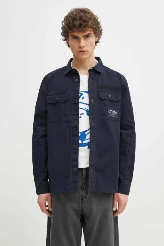 Barbour camicia in cotone Bidlam Overshirt regolare blu navy MOS0368