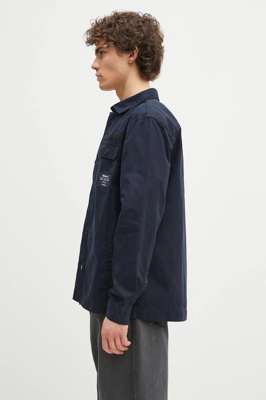 Бавовняна сорочка Barbour Bidlam Overshirt MOS0368 темно-синій SS25
