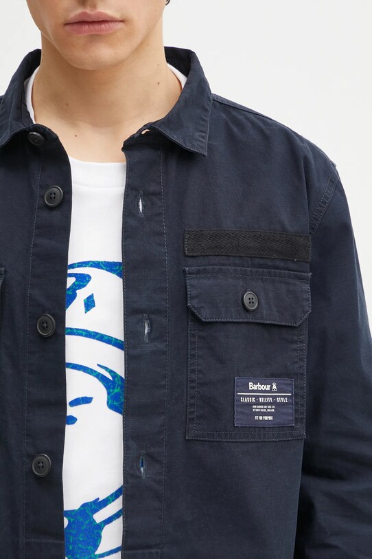 Βαμβακερό πουκάμισο Barbour Bidlam Overshirt σκούρο μπλε MOS0368