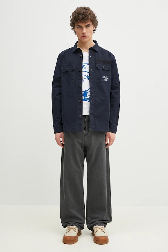 Barbour camicia in cotone Bidlam Overshirt MOS0368 blu navy