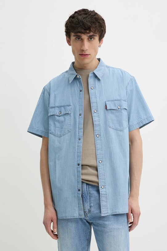 Levi's camasa din bumbac scurt albastru A5722