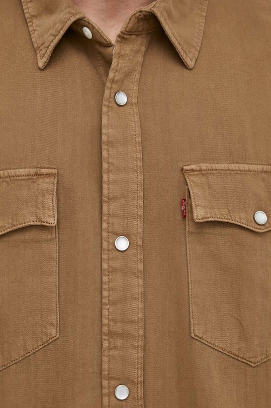 Βαμβακερό πουκάμισο Levi's A5722 μπεζ SS25
