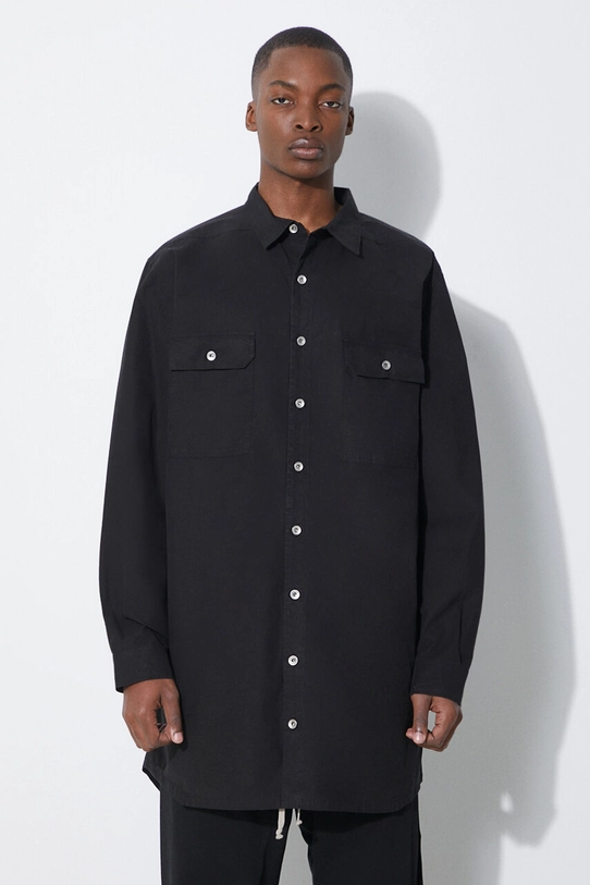 Rick Owens camicia in cotone Jumbo rilassato nero DU01D1297.P.09