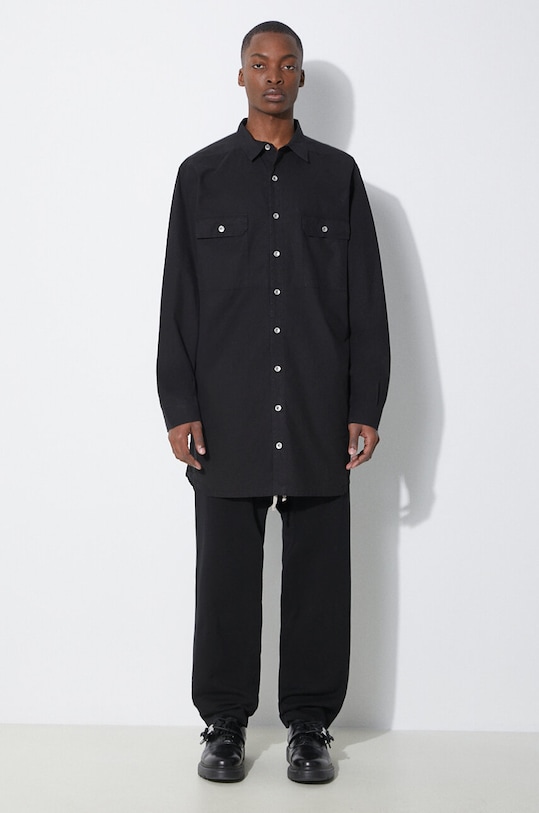 Bavlněná košile Rick Owens Jumbo DU01D1297.P.09 černá SS24
