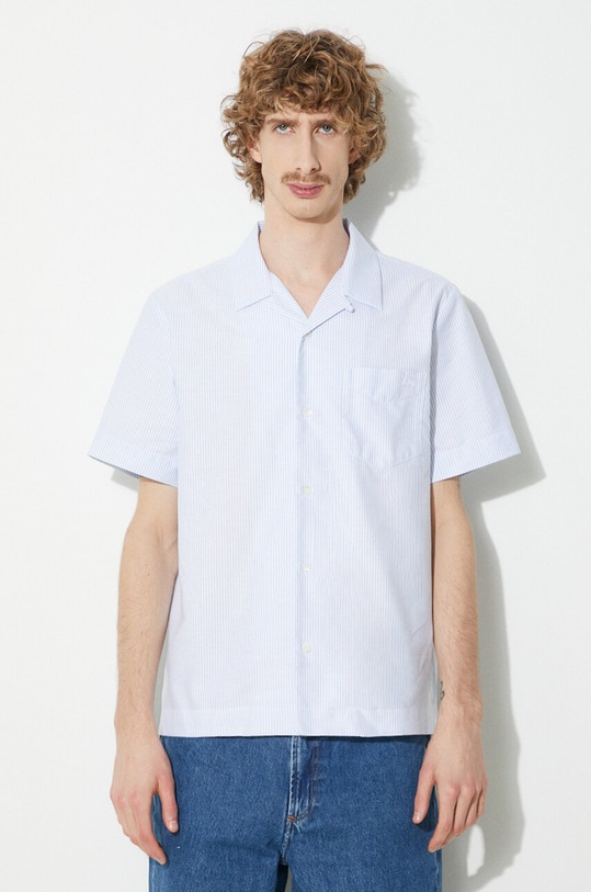 A.P.C. cotton shirt chemise lloyd avec logo cotton blue COGUH.H12585.IAA