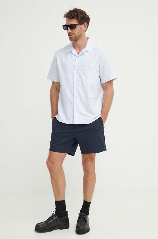 Βαμβακερό πουκάμισο A.P.C. chemise lloyd avec logo COGUH.H12585.IAA μπλε SS24