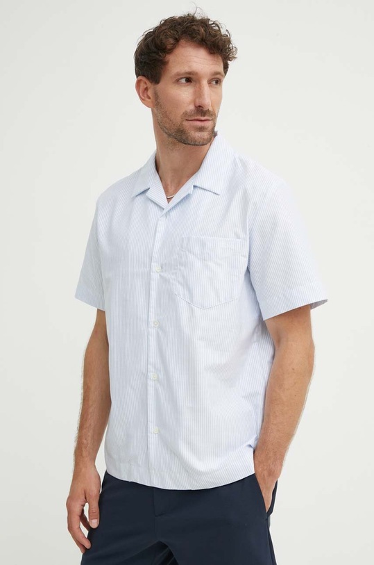 Βαμβακερό πουκάμισο A.P.C. chemise lloyd avec logo μπλε COGUH.H12585.IAA