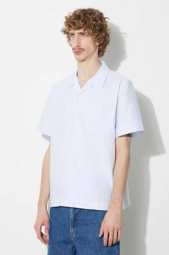 A.P.C. cotton shirt chemise lloyd avec logo blue COGUH.H12585.IAA