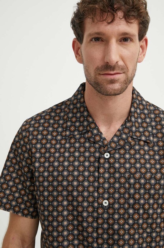 A.P.C. koszula bawełniana chemisette lloyd wzorzyste czarny COGXP.H12495.LZZ